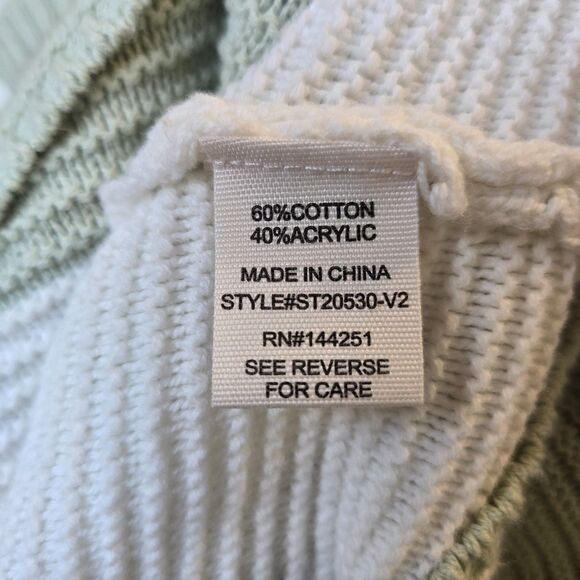 Moon & Madison Green White Knit Cropped Sweater XS - Picture 10 of 12